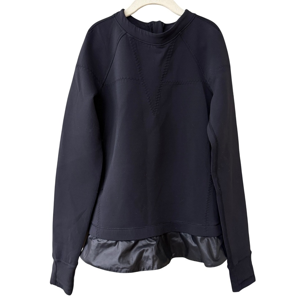 Ivivva Girls Peplum Hem Active Top Pullover Size 10 Gym Black Back Zip Thumbhole
